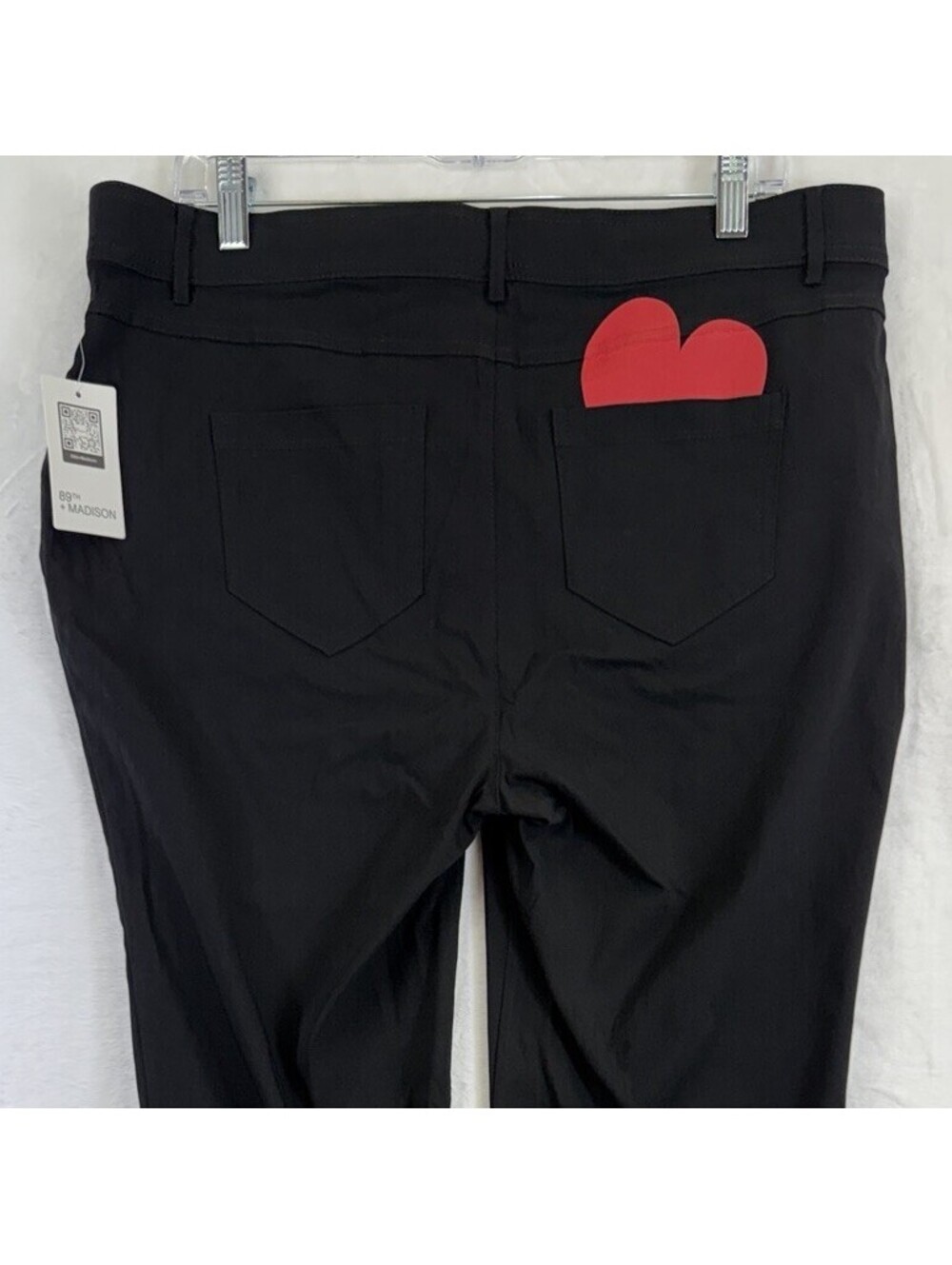 89th & Madison Womens 14W Black Heart Stretch Mid Rise Skinny Ankle Pant New NWT
